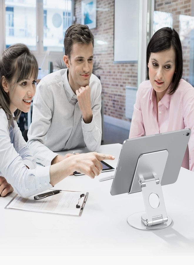 أوموتون حامل OMOTON الدوار للأجهزة اللوحية لأجهزة iPad بقاعدة دوارة 360 درجة، حامل قابل للطي والتعديل للرسم، متوافق مع iPad Pro/Air/Mini وغيرها، فضي - Image 4